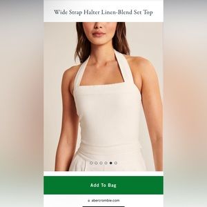 Abercrombie & Fitch Wide Strap Halter Linen-Blend Top